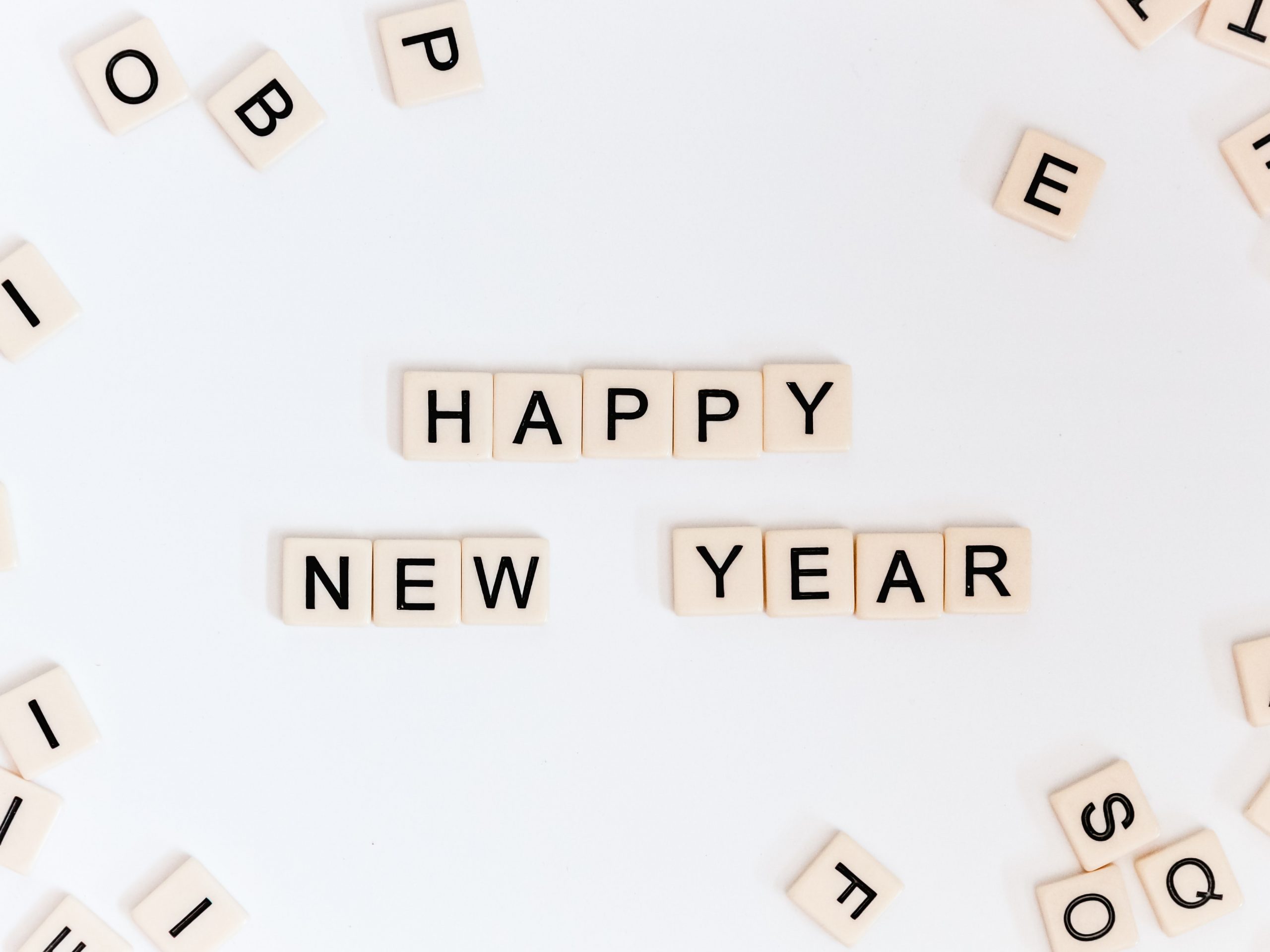 Happy new year on square tiles